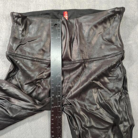 Spanx Womens Medium Black Faux Leather High Rise Leggings Stretch EUC - Picture 5 of 6